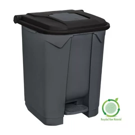 Planet Szelektív hulladékgyűjtő konténer, műanyag, pedálos, antracit, fekete, 50L