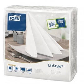 TORK 478711 LinStyle Dinner Premium szalvéta, 1 rétegű, 39x39 cm (1/4-es hajtogatással: 20x20 cm), fehér (50 lap/csomag, 12 csomag/karton)