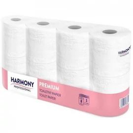 Harmony Professional Premium toalettpapír, 3 rétegű, 250 lap/tekercs, hófehér (8 tekercs/csomag, 7 csomag/zsák)