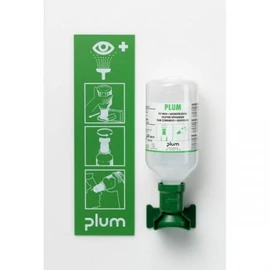 PLUM munkavédelmi szemkimosó állomás (1x500 ml elsősegély szemkimosó flakon + falitartó + piktogramm)