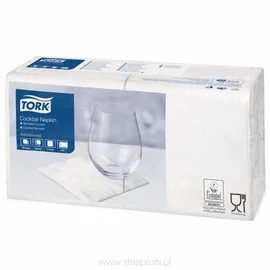 TORK 477534 Coctail Advanced koktélszalvéta, 2 rétegű, 24x24 cm (1/4-es hajtogatással: 12x12 cm), fehér (200 lap/csomag, 12 csomag/karton)