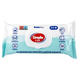 Bradolife alkoholos fertőtlenítő kendő 64 db-os