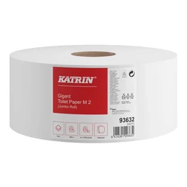 Katrin 93632 Jumbo toalettpapír, 2 rétegű, fehér, 200 m