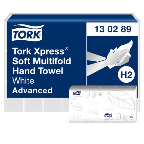 TORK 120289 Xpress Soft Advanced Multifold hajtogatott kéztörlő papír, 2 rétegű, 21x26 cm/lap, fehér (180 lap/csomag, 21 csomag/karton)