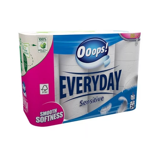 Ooops! Everyday WC papír Sensitive - 3 rétegű, 24 tekercs