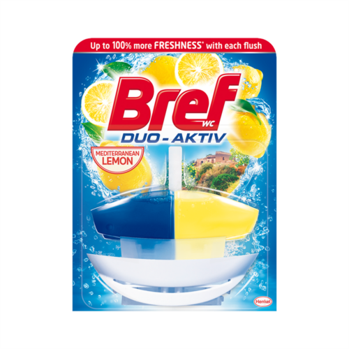 Bref Duo-Aktiv toalettfrissítő, Mediterranean Lemon (citrom), 50 ml + kosár
