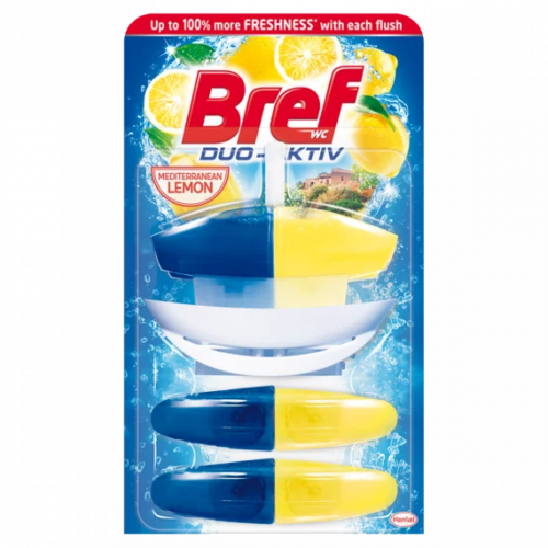 Bref Duo-Aktiv toalettfrissítő utántöltő, Mediterranean Lemon (mediterrán citrom), 3x50 ml