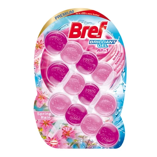 Bref Brilliant Gel WC frissítő Spring Rain 3x42g