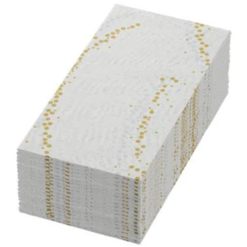 Duni 200795 Dunisoft szalvéta, GOLDEN STARDUST, fehér, 40×40, 1/8, 21X60db /karton kifutó termék