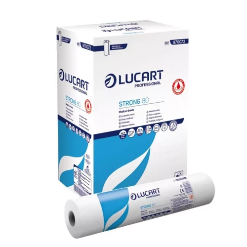 Lucart Strong 80 bakteriosztatikus orvosi lepedő 2 rétegű, hófehér, 60cm, 80m (Karton - 6 tekercs)