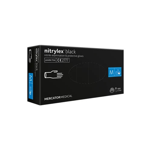 Nitrylex Black PF erős gumikesztyű fekete, M 100 db/doboz
