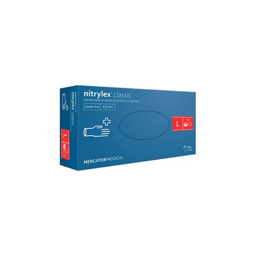 Nitrylex Basic Blue púdermentes gumikesztyű kék, L 100 db/doboz