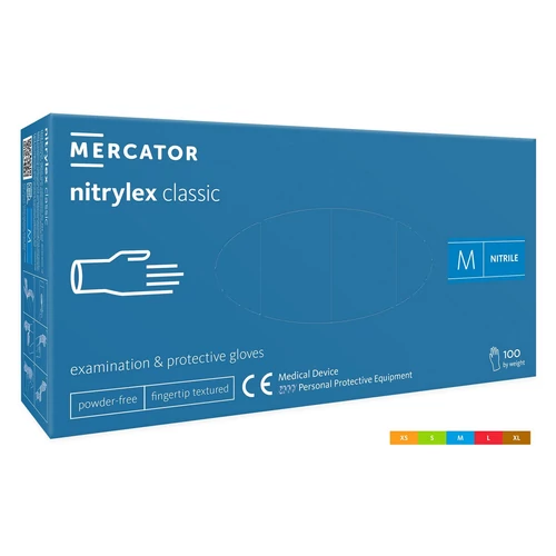 Nitrylex Basic Blue púdermentes gumikesztyű kék, M 100 db/doboz