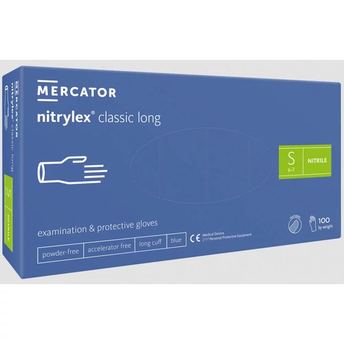 Nitrylex Basic Blue púdermentes gumikesztyű kék, S 100 db/doboz