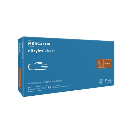 Nitrylex Basic Blue púdermentes gumikesztyű kék, XL 100 db/doboz