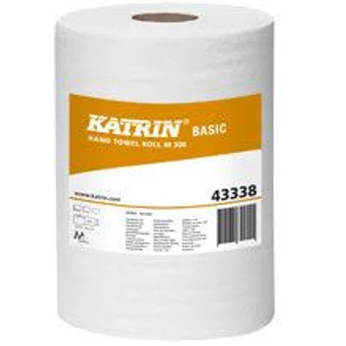 KATRIN 43338 Basic M kéztörlő papír, 1 rétegű, természetes fehér (30 méter/guriga, 6 guriga/karton)