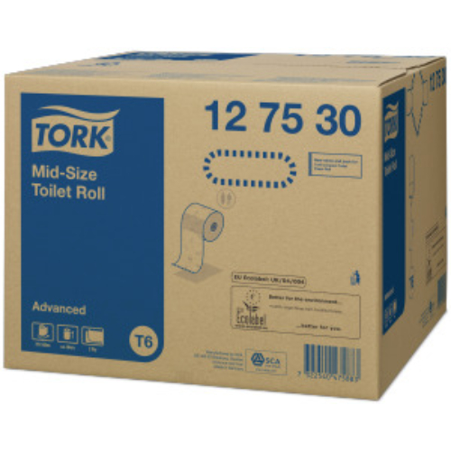 TORK 127530 Mid-size Advanced toalettpapír, 2 rétegű, 13-as, fehér (100 méter/guriga, 27 guriga/zsugor)