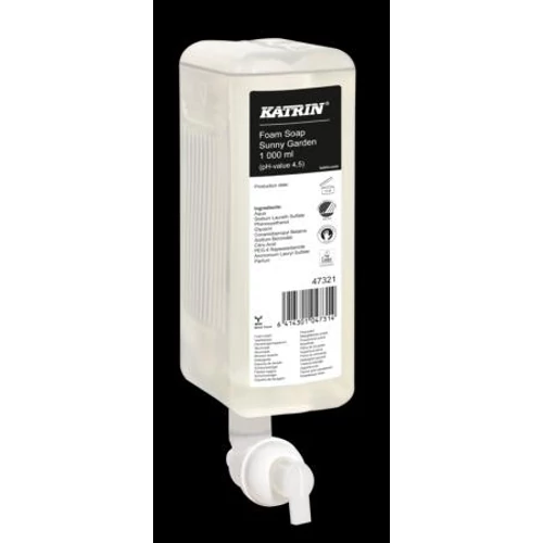 KATRIN 47321 habszappan, Sunny Garden (vadvirágos kert illattal), 1000 ml (2500 adag/patron, 6 patron/karton) - ÖKO