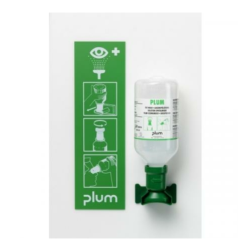 PLUM munkavédelmi szemkimosó állomás (1x500 ml elsősegély szemkimosó flakon + falitartó + piktogramm)