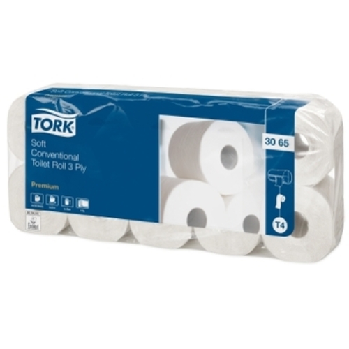 TORK 3065 Soft Advanced kis tekercses toalettpapír, 3 rétegű, 13-as, fehér (150 lap/guriga, 19,4 méter/guriga, 10 guriga/zsugor)