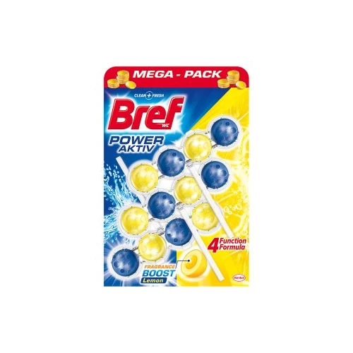 Bref Power Aktiv toalettfrissítő, Lemon (citrom), Mega Pack 3x50 g