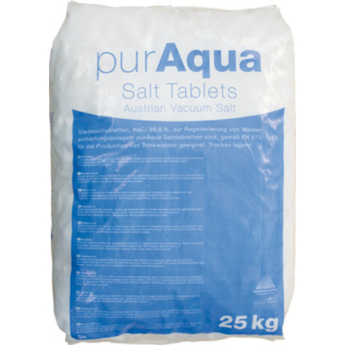 PurAqua regeneráló sótabletta gépi vízlágyításhoz, 25 kg