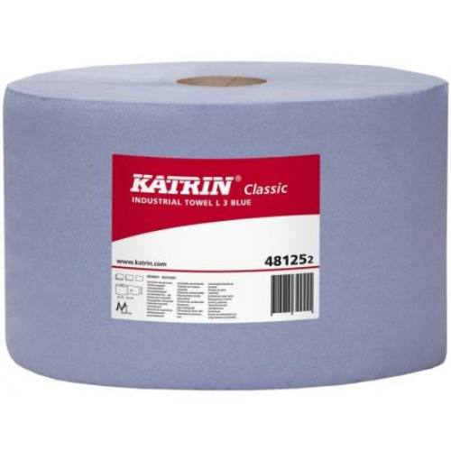 KATRIN 48125 Classic L3 ipari kéztörlő papír, extra erős 3 rétegű, 29-es, perforált, kék (500 lap/guriga, 190 méter/guriga) - ÖKO