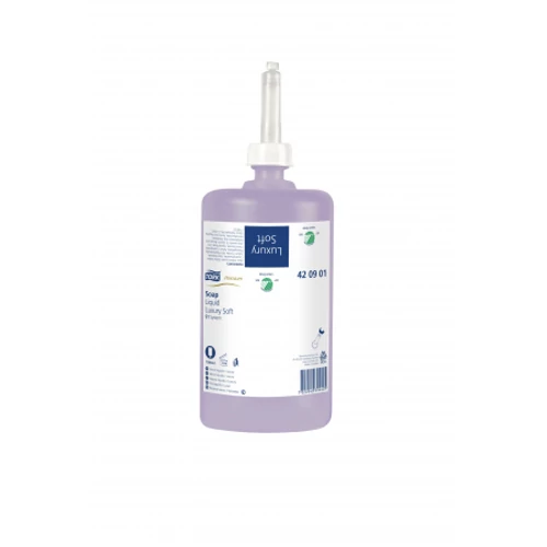 TORK 420901 Luxury Soft folyékony szappan, jázmin illatú, lila, 1 L, 1000 adag (6 flakon/karton)