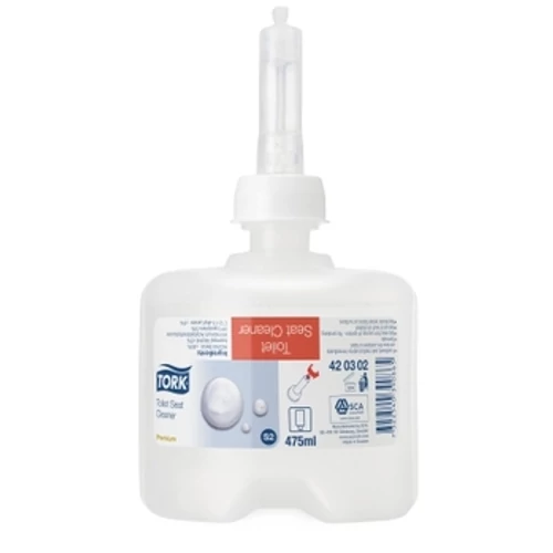 TORK 420302 toalettülőke-tisztító gél, alkoholos illatú, áttetsző, 475 ml (8 flakon/karton)