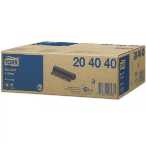 TORK 204040 Advanced hulladékgyűjtő zsák, 5 L, fekete (50 darab/tekercs, 20 tekercs/karton)