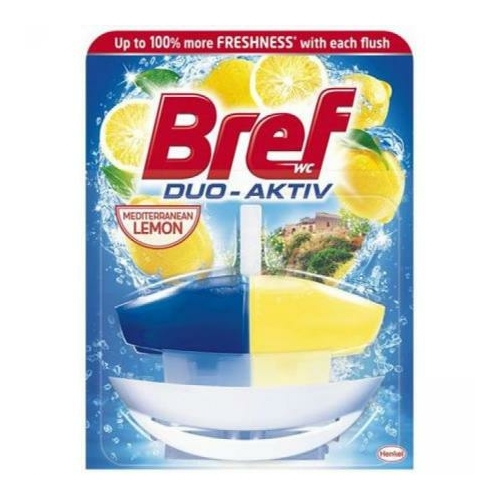 Bref Duo-Aktiv toalettfrissítő, Mediterranean Lemon (mediterrán citrom), 60 ml + kosár