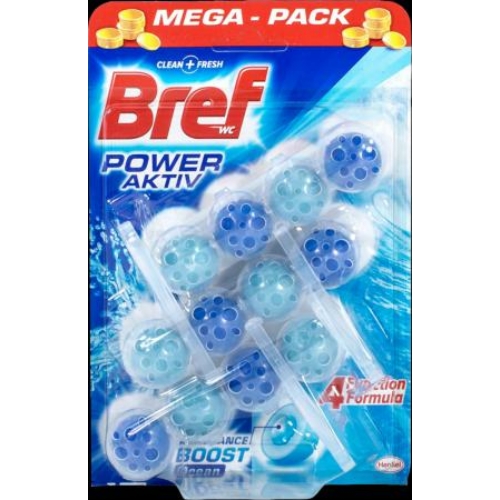 Bref Power Aktiv toalettfrissítő, Ocean, Mega Pack 3x50 g