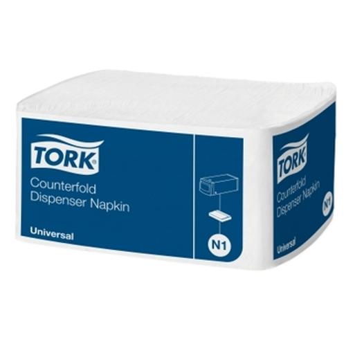 TORK 477512 Counterfold Universal adagolós szalvéta, 1 rétegű, 30x33 cm (1/2 hajtogatással: 17x9 cm), fehér (300 lap/csomag, 24 csomag/karton)