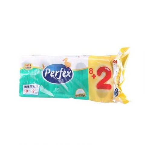 Perfex Pure White toalettpapír, 2 rétegű, 100% cellulóz (10 db/csomag)