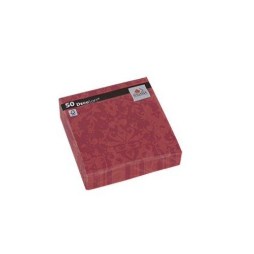 Fasana 98218 DecoSoft Victiorian éttermi szalvéta, 2 rétegű, 40x40 cm, 1/4 hajtás, bordó (50 lap/csomag, 12 csomag/karton)