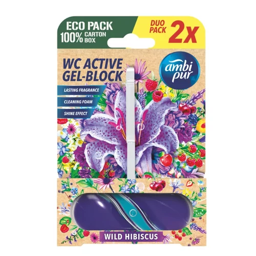 Ambi Pur aktív WC illatosító gél blokk Wild Hibiskus 2x45g