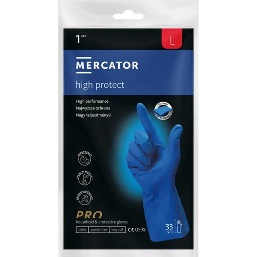 MERCATOR® high protect vastag, vegyszerálló, nitril kesztyű - 1 pár - Kék (L-es)