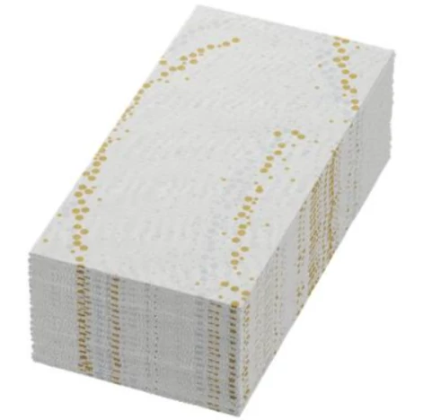 Duni 200795 Dunisoft szalvéta, GOLDEN STARDUST, fehér, 40×40, 1/8, 21X60db /karton kifutó termék