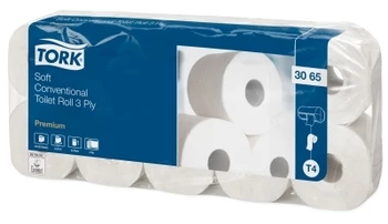 TORK 110792 Soft Advanced kis tekercses toalettpapír, 3 rétegű, 13-as, fehér (150 lap/guriga, 19,4 méter/guriga, 10 guriga/csomag)